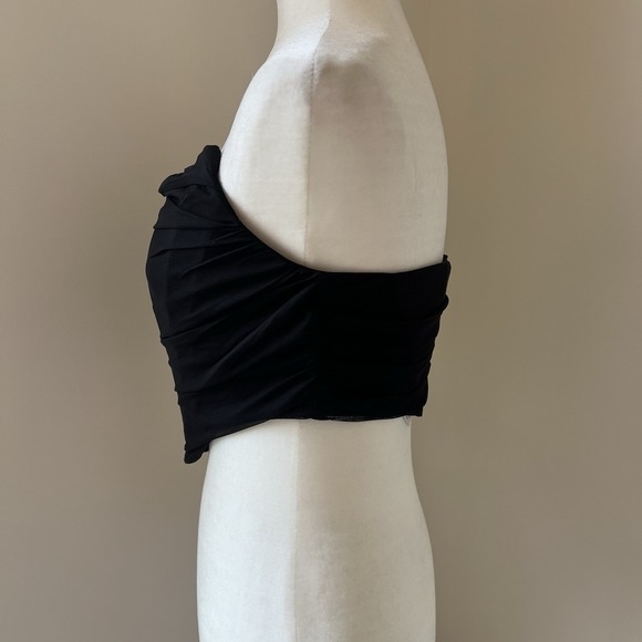 Womens Akira Tube Top Crop Black Strapless Size large Zip Up NEW - Picture 3 of 9